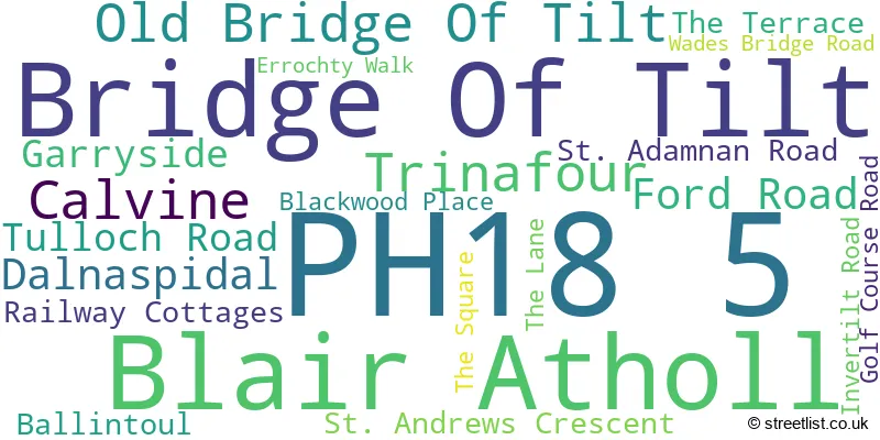 A word cloud for the PH18 5 postcode
